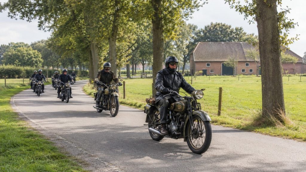 HENGELO (GLD) — Historische motoren rijden door de Achterhoek tijdens 59e Hengelo Rally