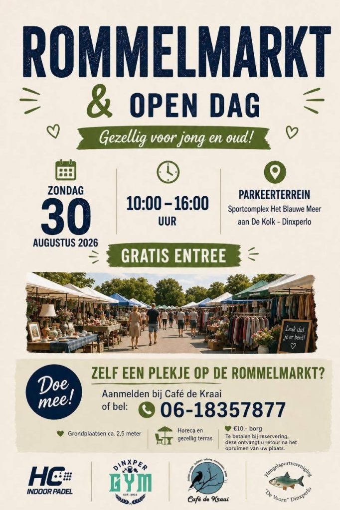 DINXPERLO — Rommelmarkt en open dag op Sportcomplex Het Blauwe Meer in Dinxperlo