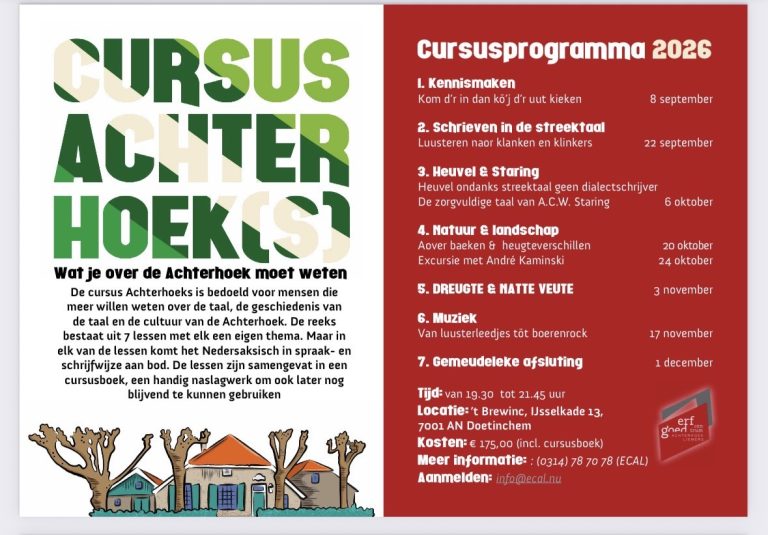 DOETINCHEM — Cursus Achterhoek(s) start in september met focus op taal en cultuur