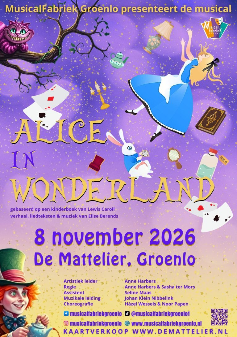 GROENLO — Musicalfabriek Groenlo brengt Alice in Wonderland op het podium